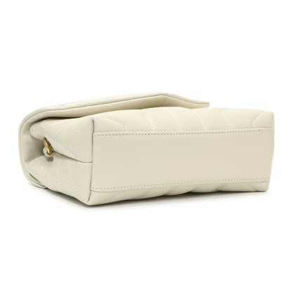 Exclusive Saint Laurent Ivory Calfskin Monogram Toy Loulou Crossbody — Back View