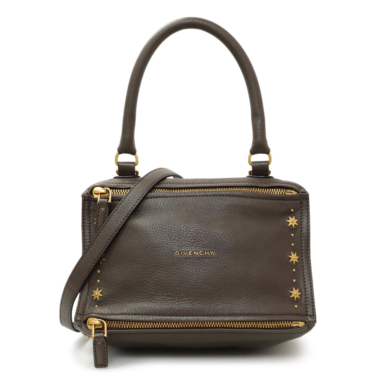 Exclusive Givenchy Brown Sugar Goatskin Studded Midnight Stars Small Pandora — Front View