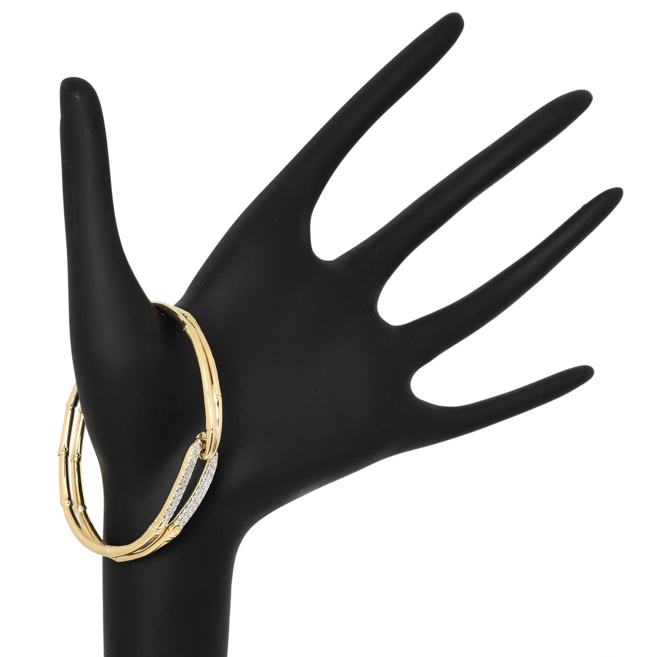 Exclusive John Hardy 18K Diamond Bamboo Flex Hook Bracelet — Back View