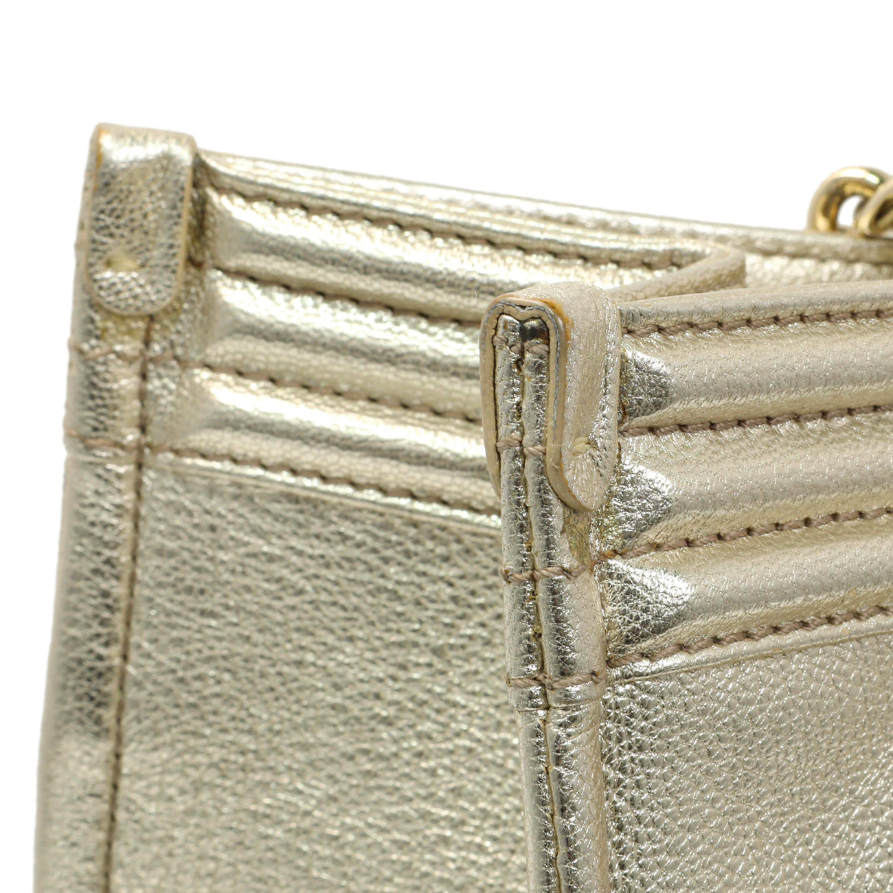 Exclusive Chanel Metallic Gold Black Goatskin Boy Shopping Tote — Alternate View 12
