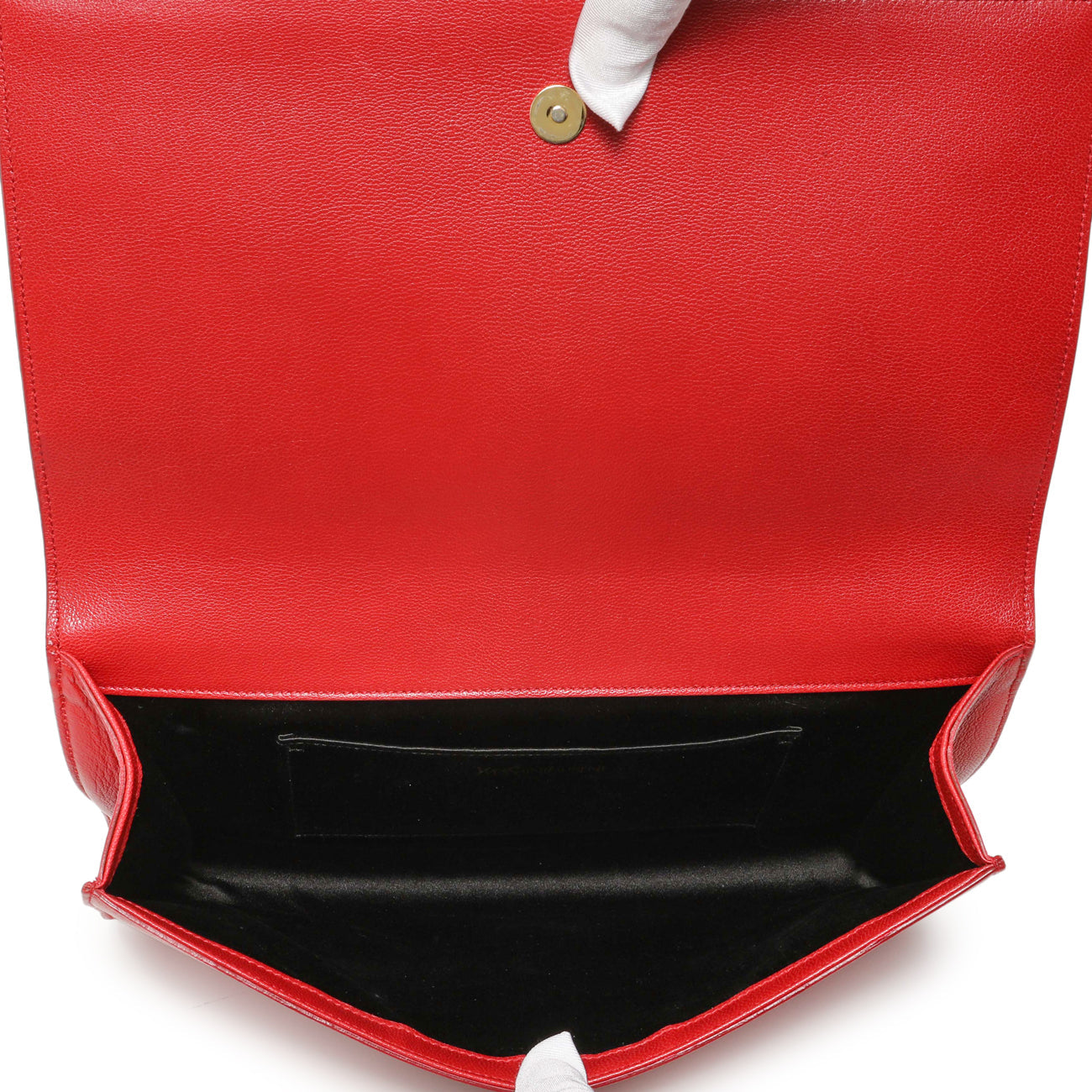 Exclusive Saint Laurent Red Calfskin Monogram Belle de Jour Clutch — Top View