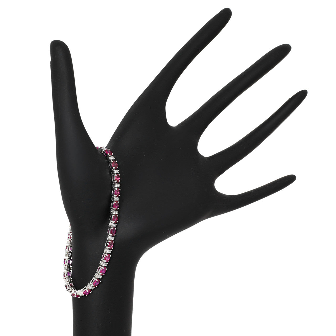 Exclusive 18K White Gold 8.06 Carat Ruby & Diamond Tennis Bracelet — Back View