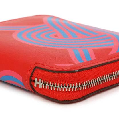 Exclusive Hermes Rouge De Coeur Swift Noeuds Marins Silk'in Compact Zip  Wallet — Detail View