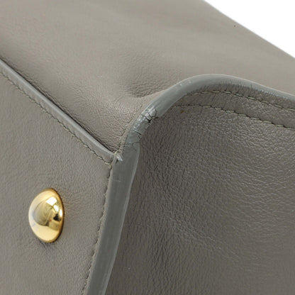 Exclusive Saint Laurent Grey Calfskin Small Classic Y Cabas — Detail View