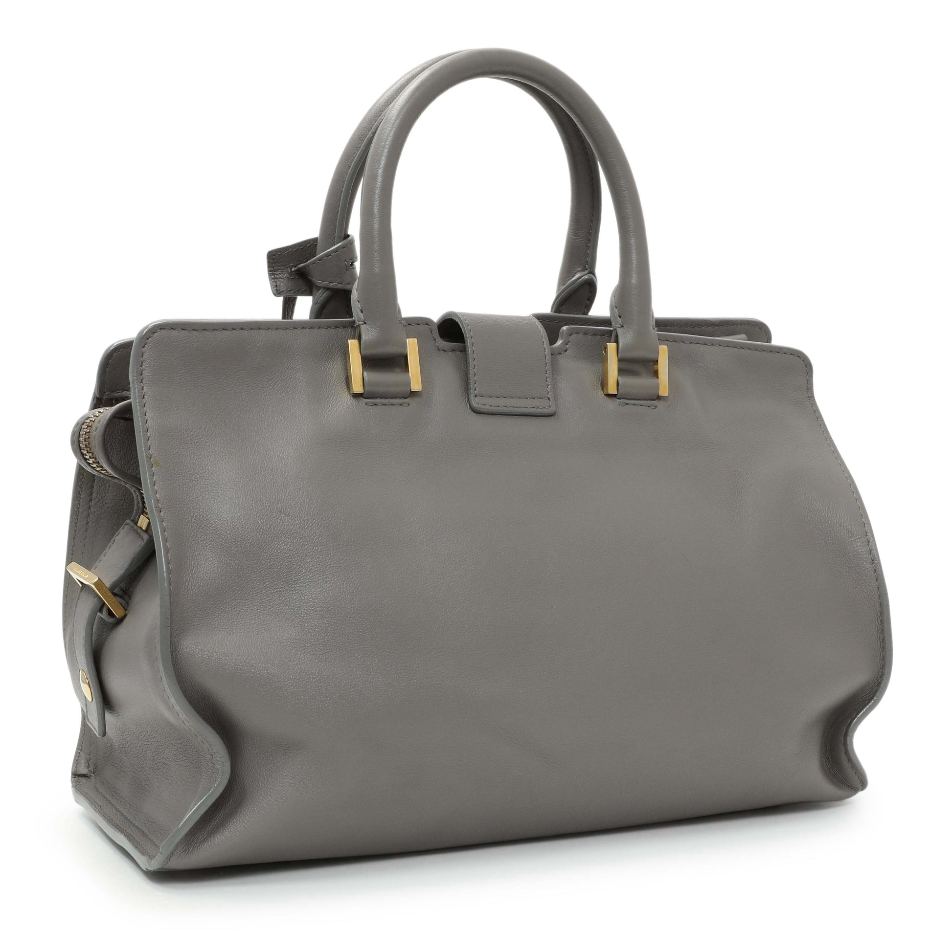 Exclusive Saint Laurent Grey Calfskin Small Classic Y Cabas — Side View