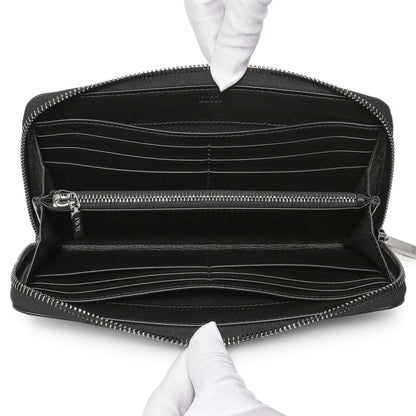 Exclusive Christian Dior Black CD Diamond Canvas Zipped Long Wallet — Top View