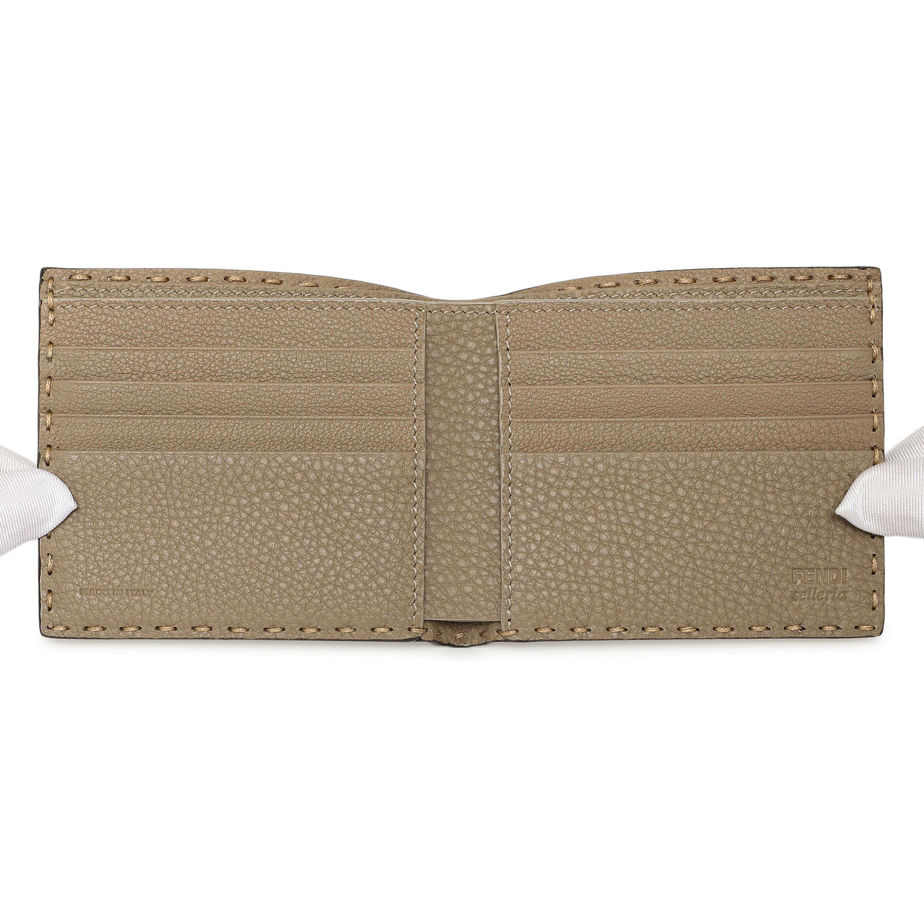 Exclusive Fendi Taupe Selleria Bifold Wallet — Top View
