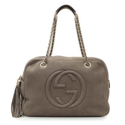 Exclusive Gucci Grey Vitello Range Medium Soho Bowler — Front View