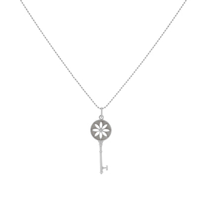 Exclusive Tiffany & Co. Sterling Silver Diamond Small Daisy Key Pendant — Front View