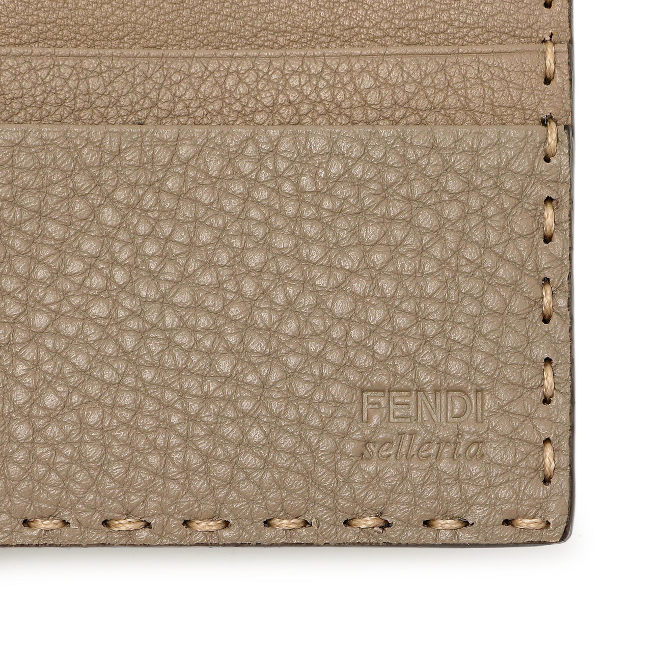 Exclusive Fendi Taupe Selleria Bifold Wallet — Detail View