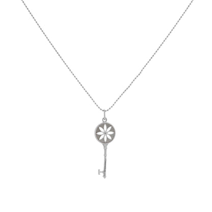 Exclusive Tiffany & Co. Sterling Silver Diamond Small Daisy Key Pendant — Side View