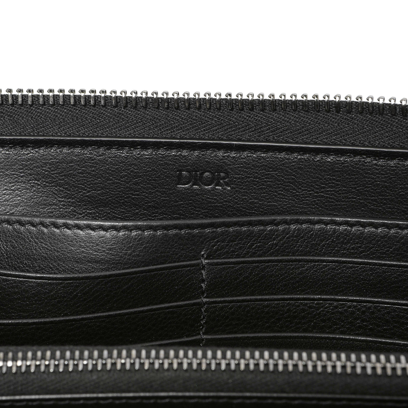 Exclusive Christian Dior Black CD Diamond Canvas Zipped Long Wallet — Detail View