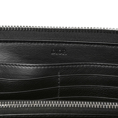Exclusive Christian Dior Black CD Diamond Canvas Zipped Long Wallet — Detail View