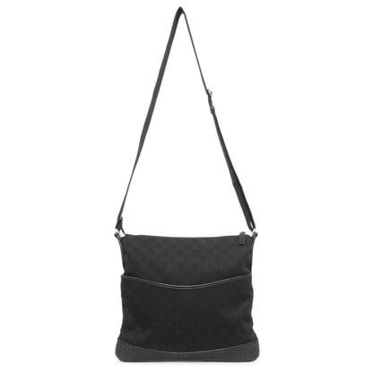 Exclusive Gucci Black Monogram Perforated Flat Messenger — Front View