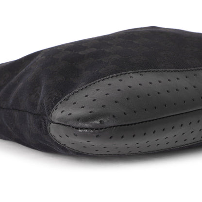 Exclusive Gucci Black Monogram Perforated Flat Messenger — Detail View