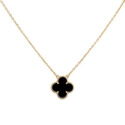 Exclusive Van Cleef & Arpels 18K Yellow Gold & Onyx Vintage Alhambra Pendant — Front View