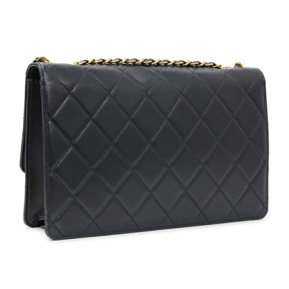 Exclusive Chanel Navy Quilted Lambskin Large Golden Class Flap — Side View
