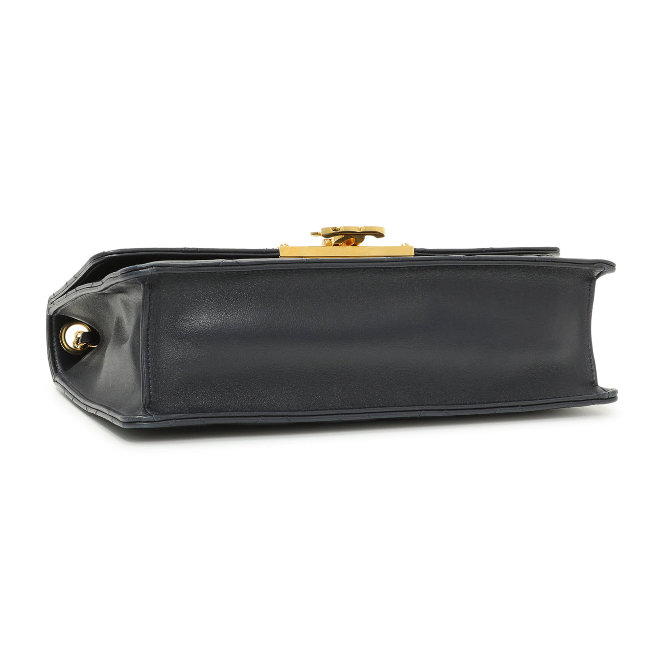 Exclusive Chanel Navy Quilted Lambskin Large Golden Class Flap — Back View