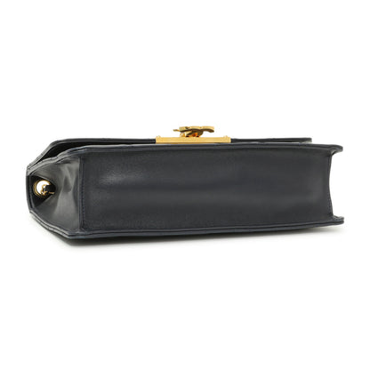 Exclusive Chanel Navy Quilted Lambskin Large Golden Class Flap — Back View