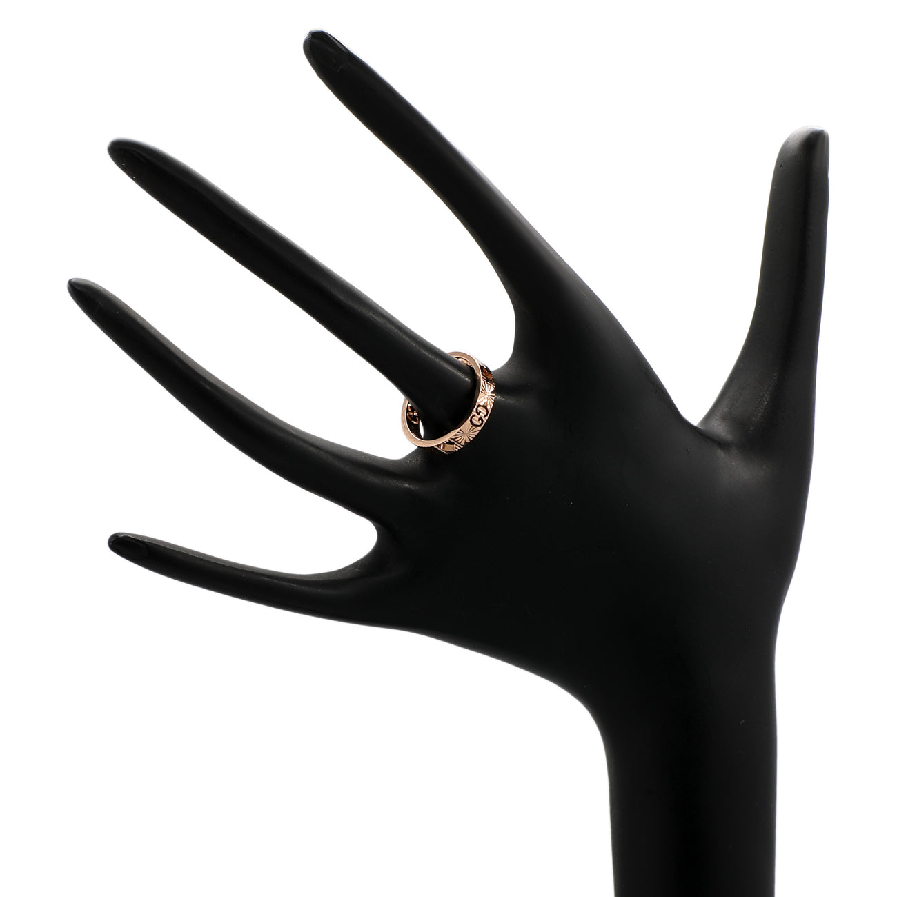 Exclusive Gucci 18K Rose Gold Icon Heart Band Ring — Back View