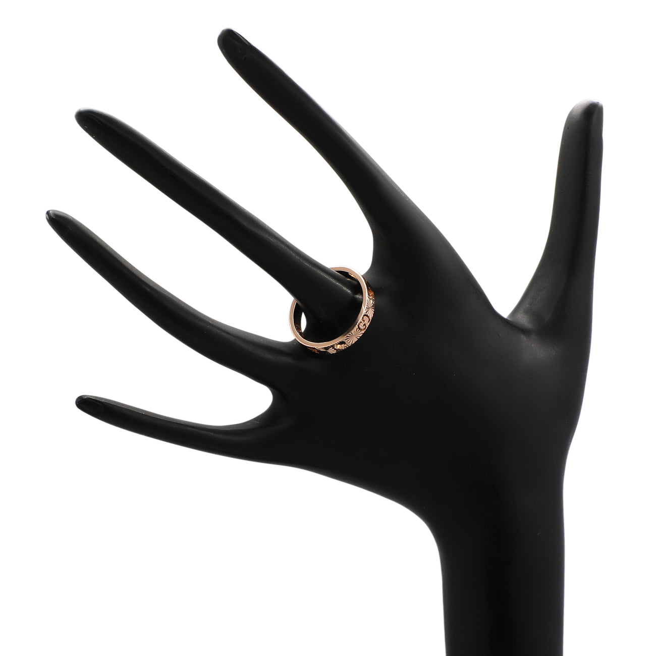 Exclusive Gucci 18K Rose Gold Icon Heart Band Ring — Back View
