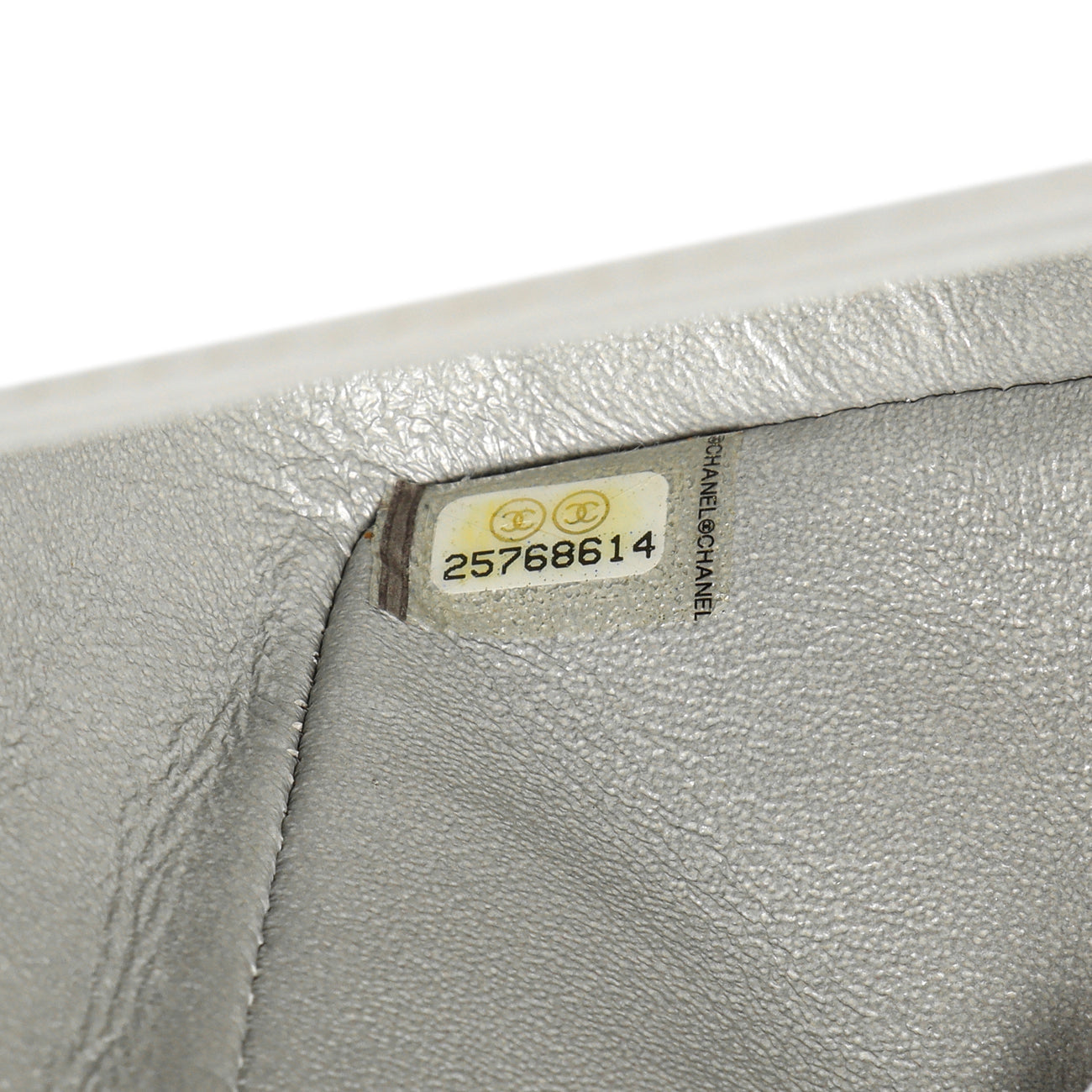 Exclusive Chanel Silver Metallic Patent Crumpled Calfskin Chevron Quilted Mini Square Flap — Alternate View 7