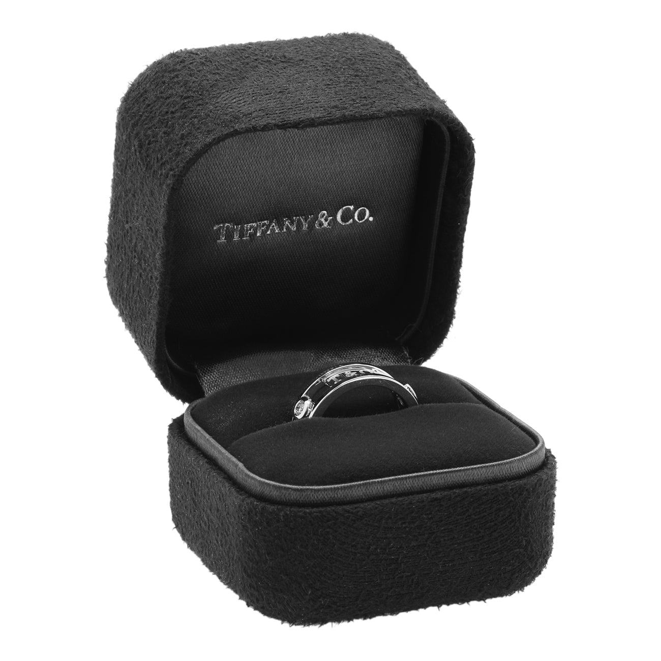 Exclusive Tiffany & Co. 18K White Gold Diamond 1837 Element Ring — Detail View