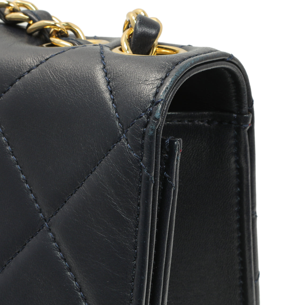 Exclusive Chanel Navy Quilted Lambskin Large Golden Class Flap — Alternate View 11