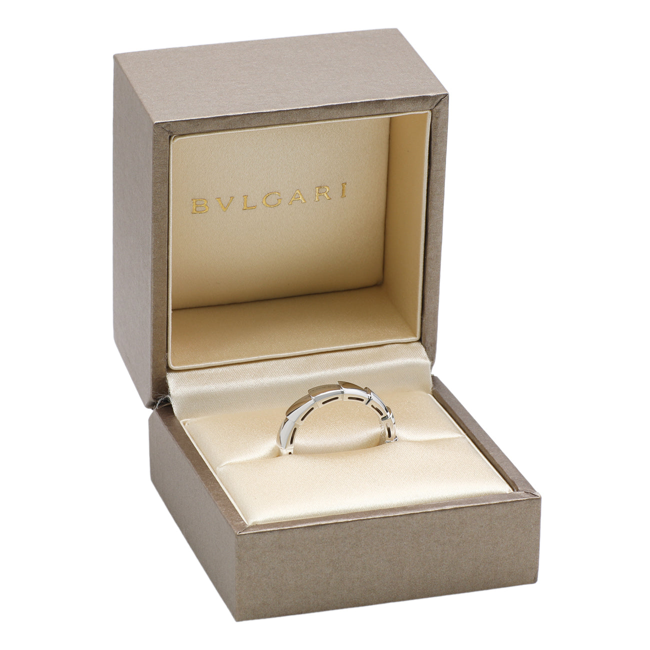 Exclusive Bulgari 18K White Gold Serpenti Viper Ring — Top View
