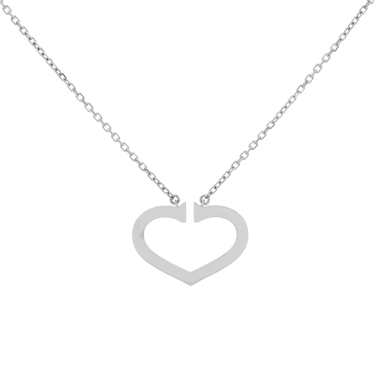 Exclusive Cartier 18K White Gold Diamond Large Hearts and Symbols Pendant Necklace — Side View