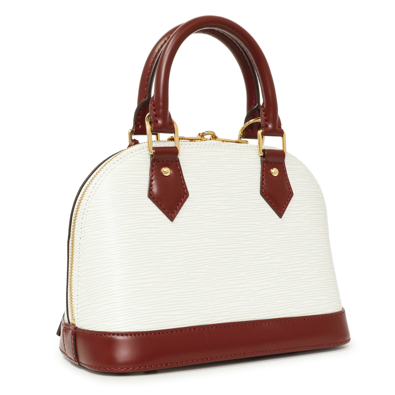 Exclusive Louis Vuitton White/Burgundy Epi Alma BB — Side View