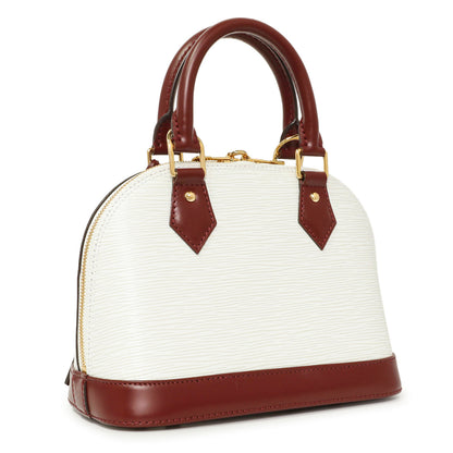 Exclusive Louis Vuitton White/Burgundy Epi Alma BB — Side View