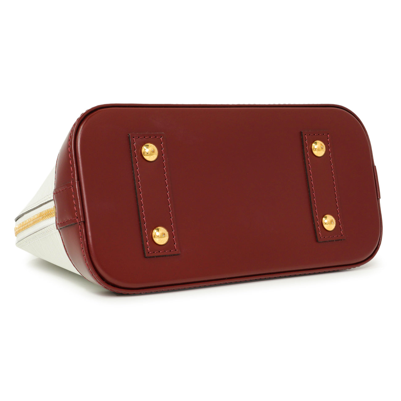 Exclusive Louis Vuitton White/Burgundy Epi Alma BB — Back View