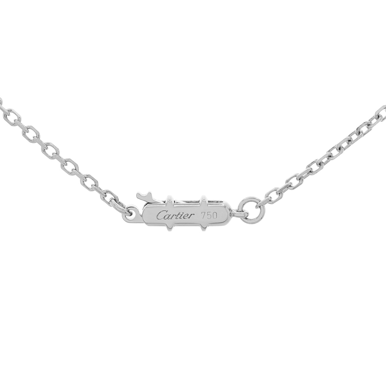 Exclusive Cartier 18K White Gold Diamond Large Hearts and Symbols Pendant Necklace — Back View
