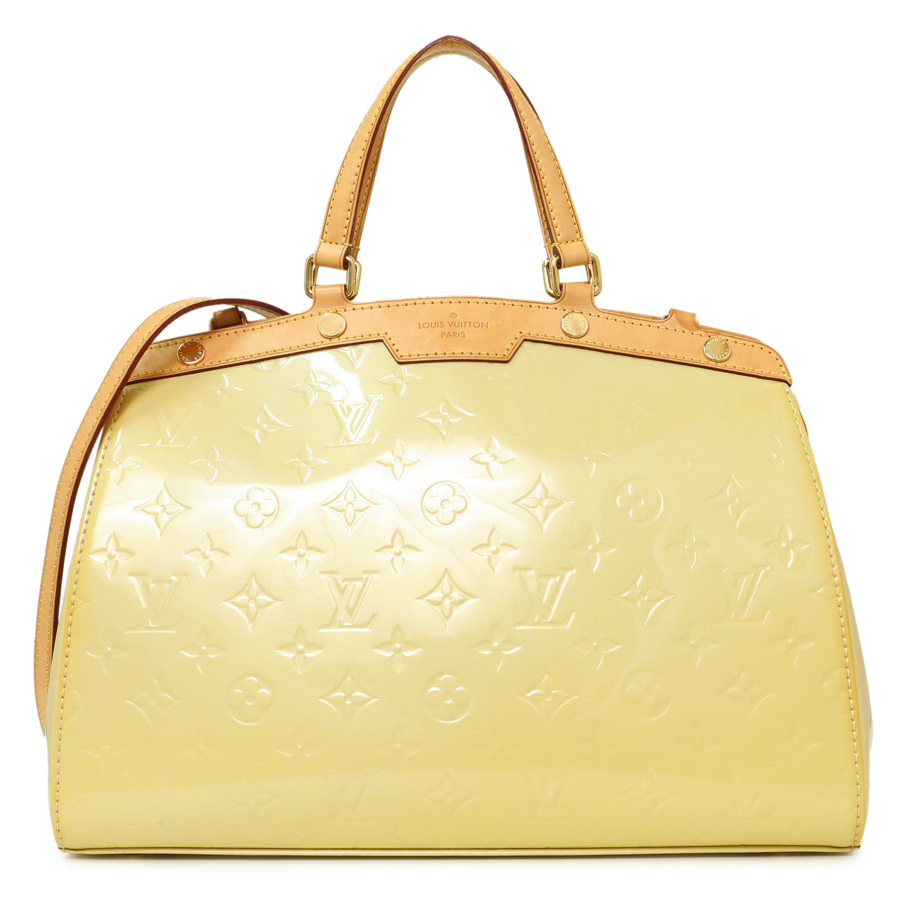 Exclusive Louis Vuitton Blanc Corail Vernis Brea MM — Front View