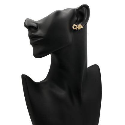 Exclusive Chanel Crystal Cha-Nel Earrings — Top View
