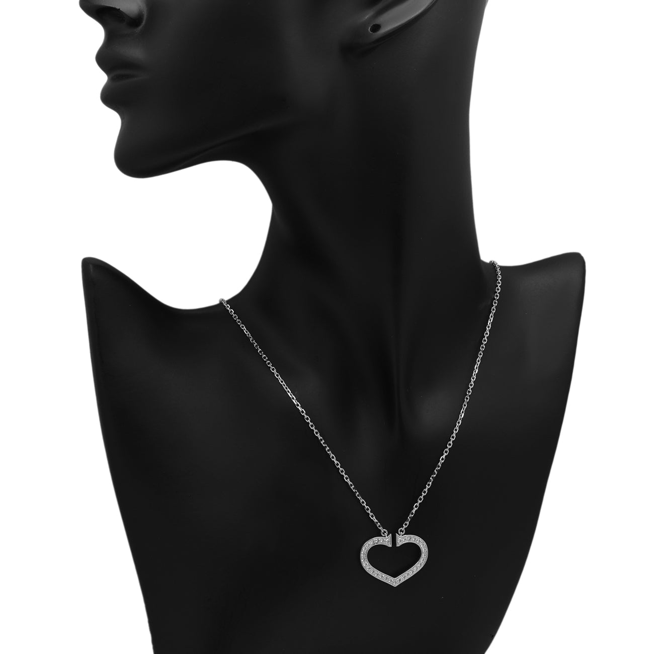 Exclusive Cartier 18K White Gold Diamond Large Hearts and Symbols Pendant Necklace — Detail View
