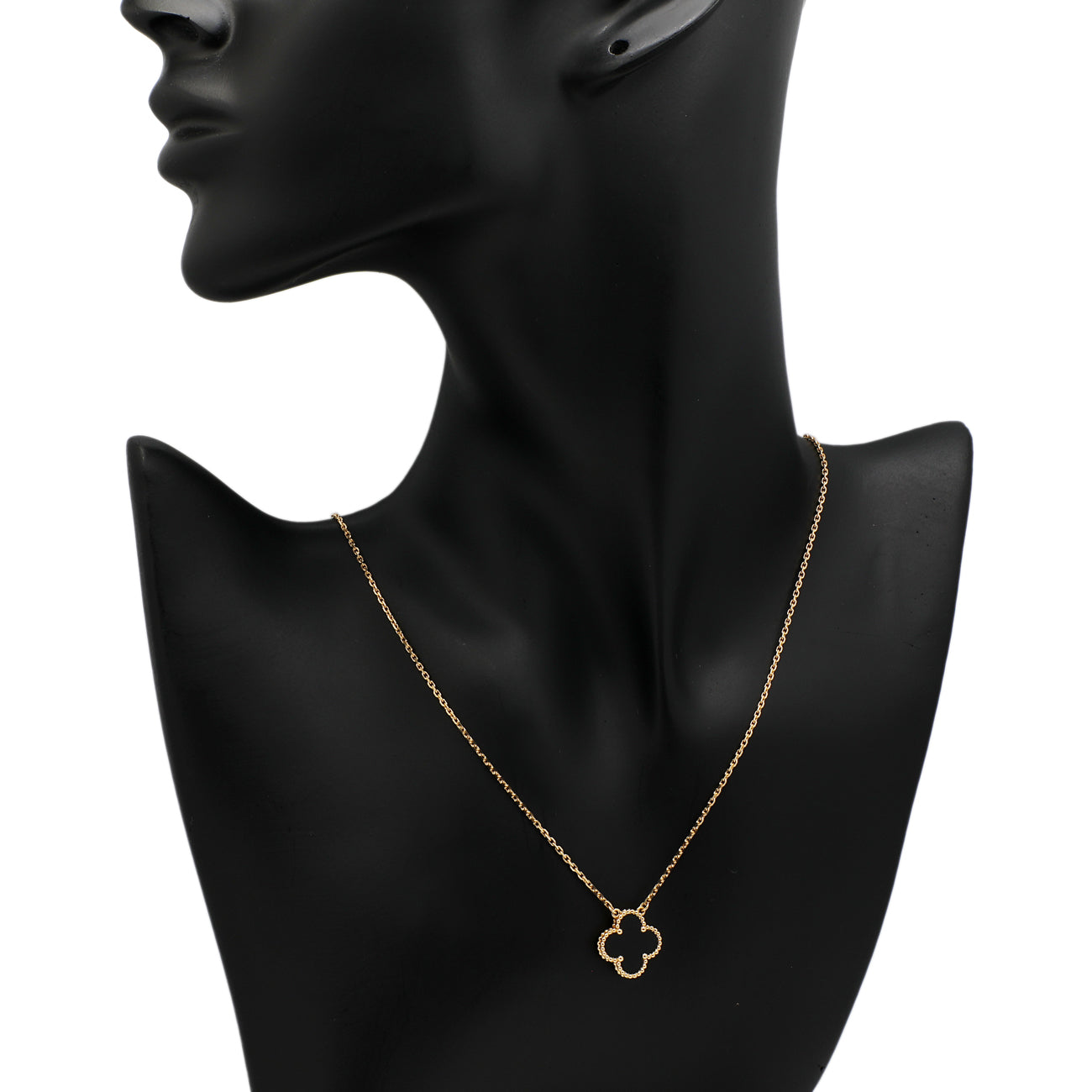 Exclusive Van Cleef & Arpels 18K Yellow Gold & Onyx Vintage Alhambra Pendant — Top View