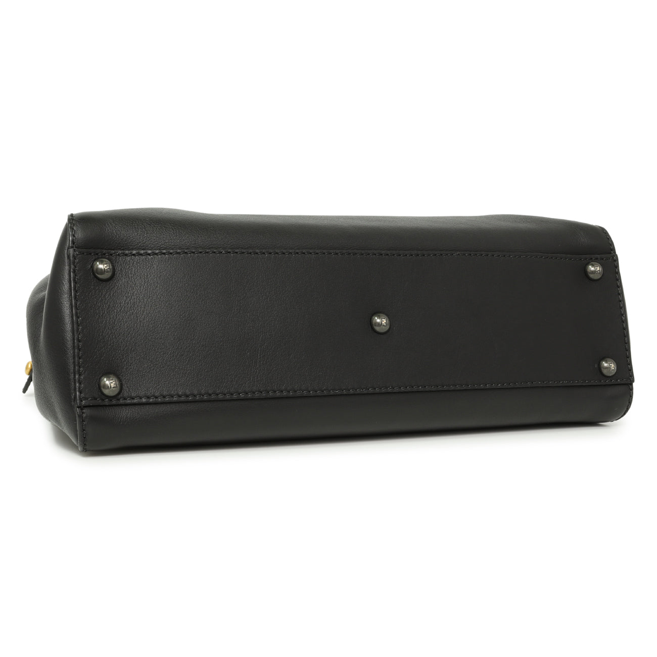 Exclusive Fendi Black Vitello Seta Medium Peekaboo Iconic Satchel — Back View