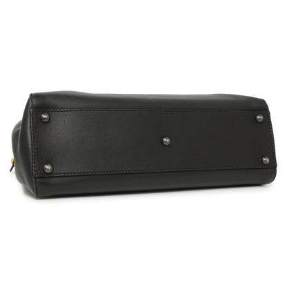 Exclusive Fendi Black Vitello Seta Medium Peekaboo Iconic Satchel — Back View