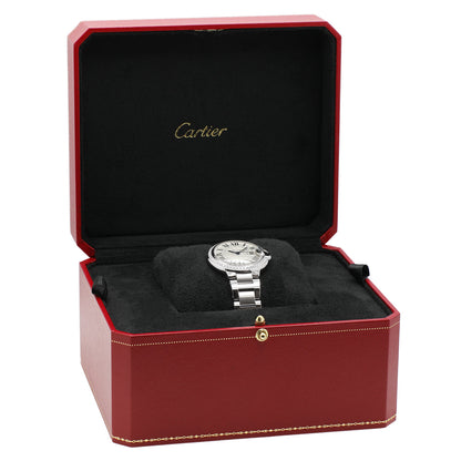 Exclusive Cartier Stainless Steel Diamond Ballon Bleu 33mm Automatic W4BB0023 — Detail View