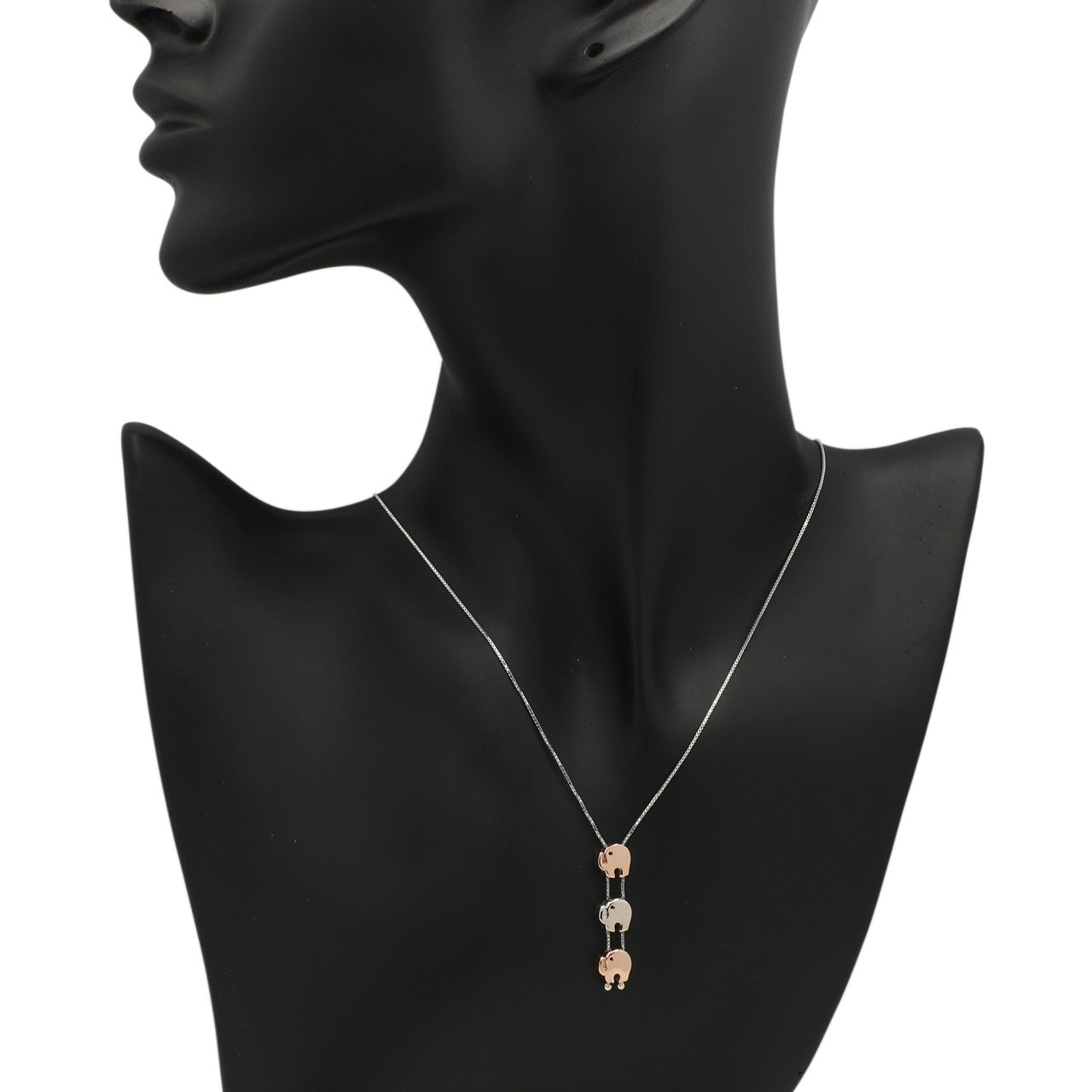 Exclusive 18K White & Rose Gold Elephant Necklace — Back View