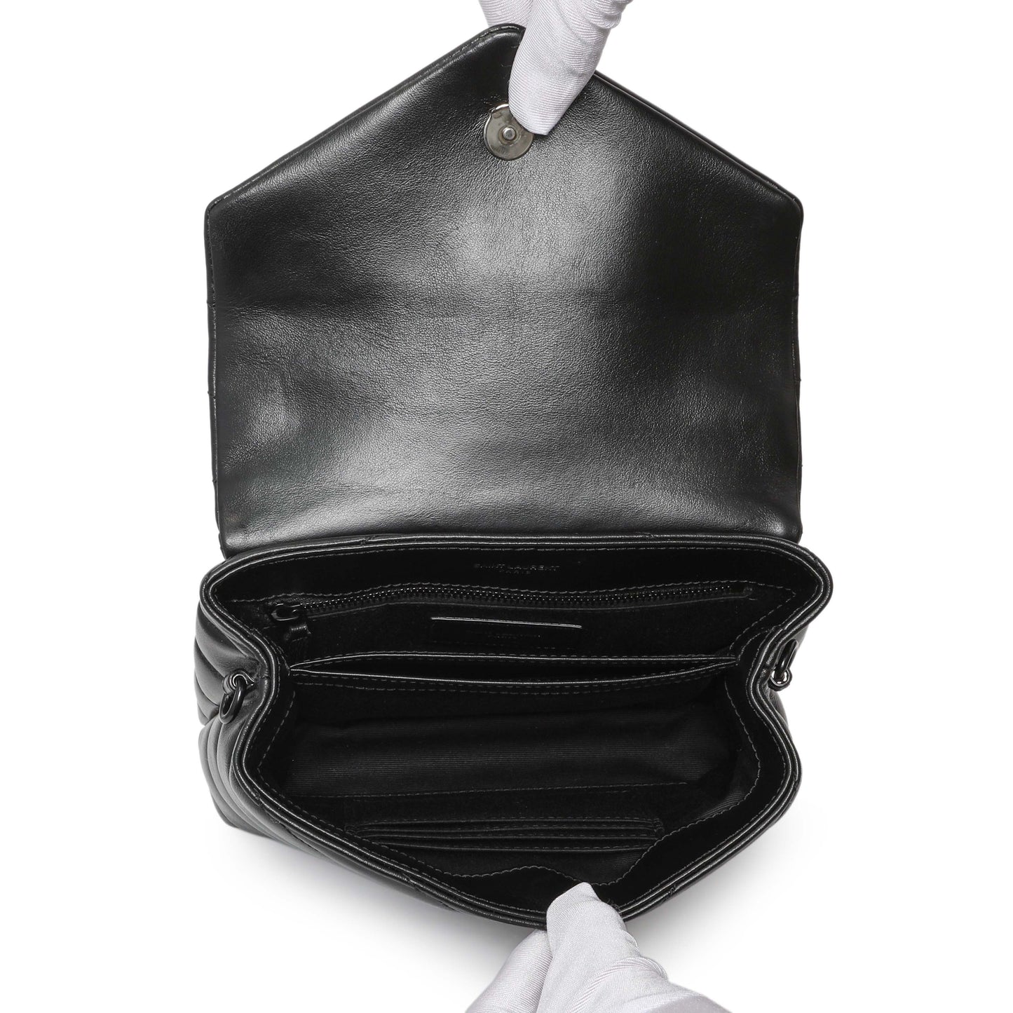 Exclusive Saint Laurent Black Calfskin Monogram Toy Loulou Crossbody — Top View