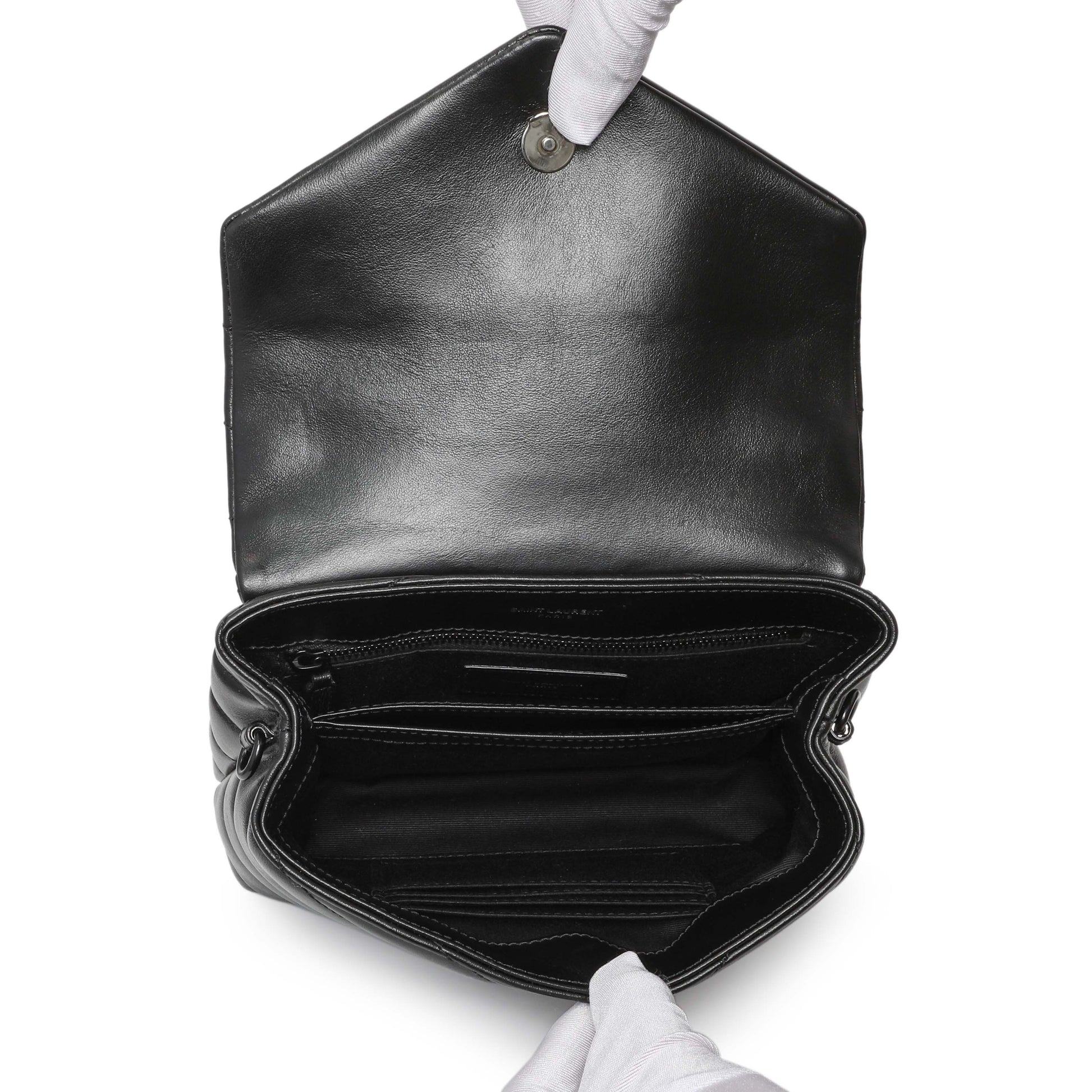 Exclusive Saint Laurent Black Calfskin Monogram Toy Loulou Crossbody — Top View