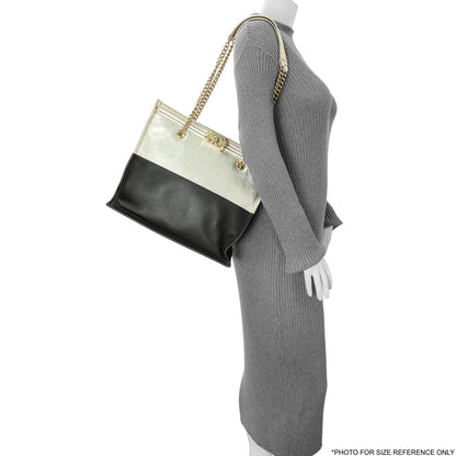 Exclusive Chanel Metallic Gold Black Goatskin Boy Shopping Tote — Alternate View 13