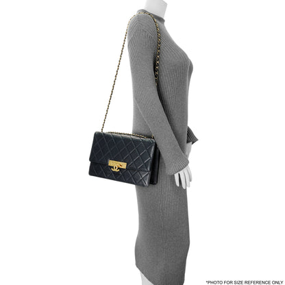 Exclusive Chanel Navy Quilted Lambskin Large Golden Class Flap — Alternate View 13