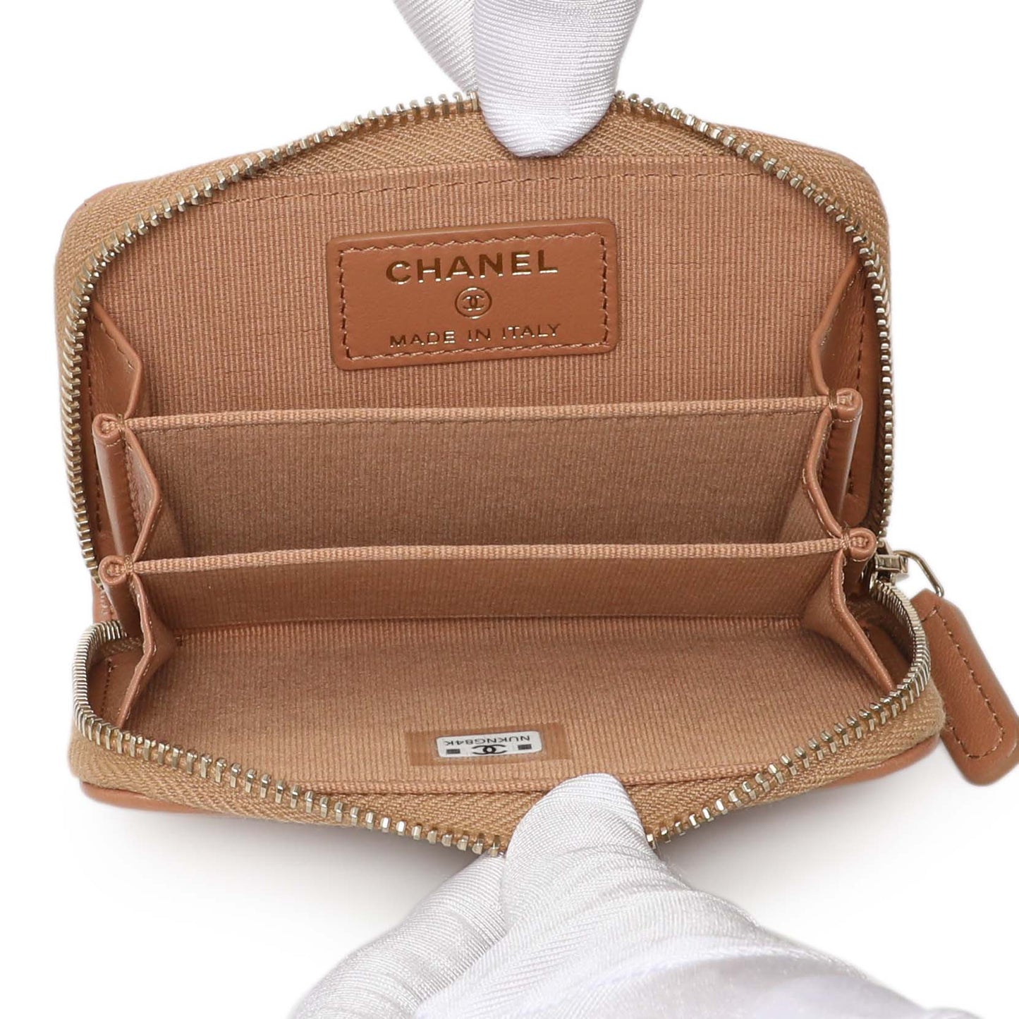 Exclusive Chanel Brown Quilted Lambskin 19 Zip Around Coin Purse — Top View