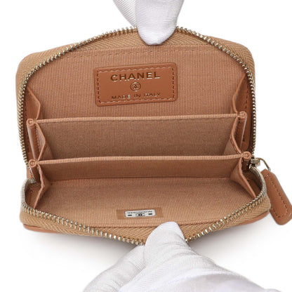 Exclusive Chanel Brown Quilted Lambskin 19 Zip Around Coin Purse — Top View