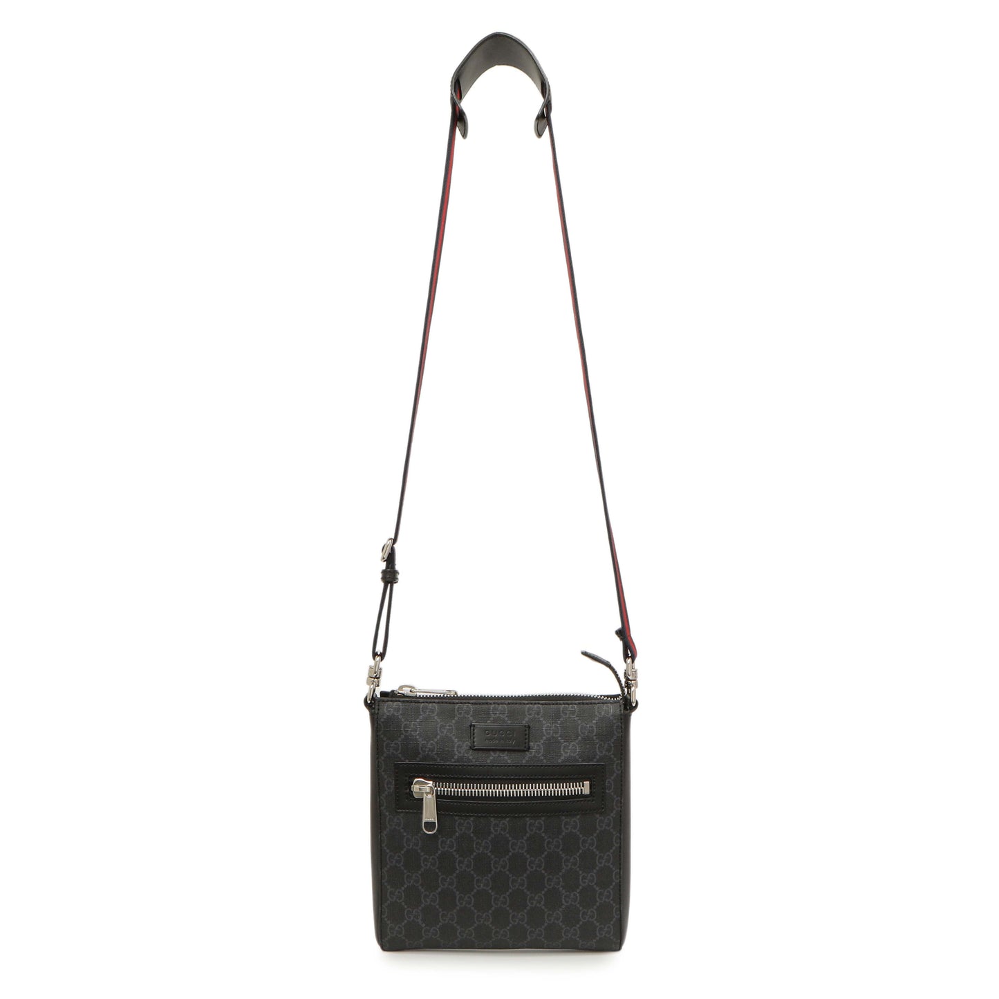 Exclusive Gucci GG Supreme Monogram Web Small Flat Messenger Bag — Front View
