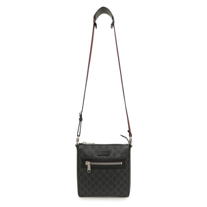 Exclusive Gucci GG Supreme Monogram Web Small Flat Messenger Bag — Front View